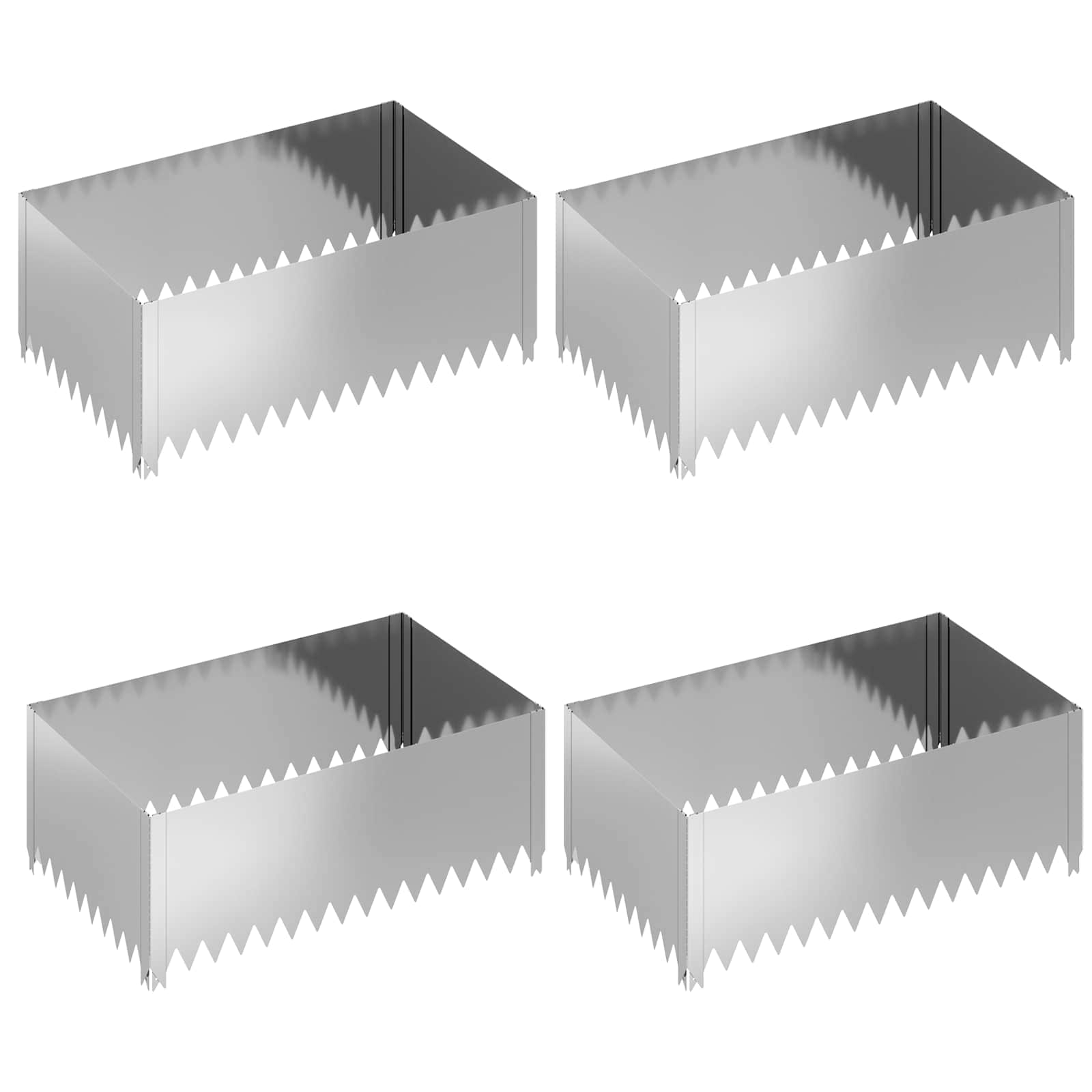 Vidaxl Lawn Edging 4 Pcs 100 X 60 X 35 Cm Steel Silver