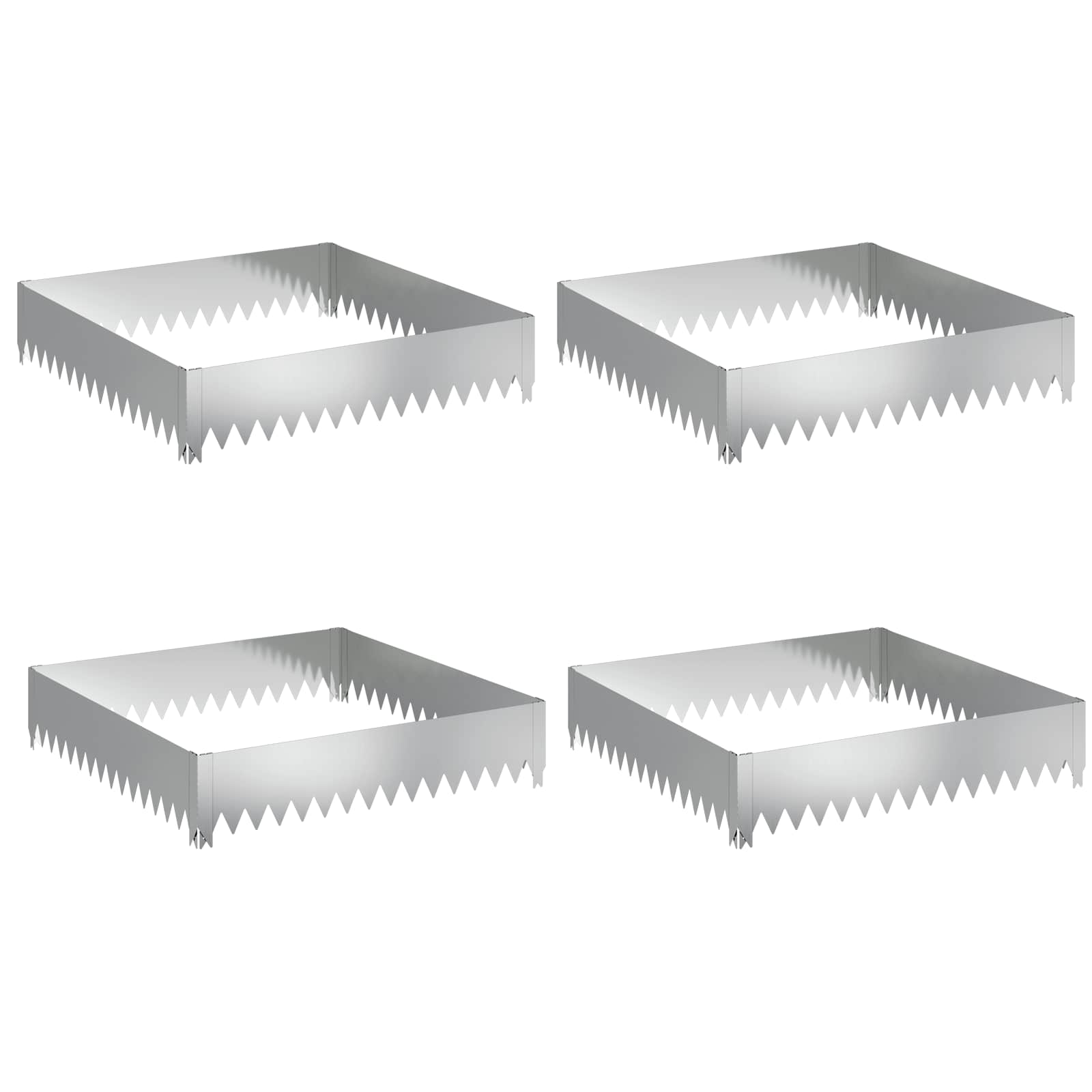 Vidaxl Lawn Edging 4 Pcs 100 X 100 X 20 Cm Steel Silver