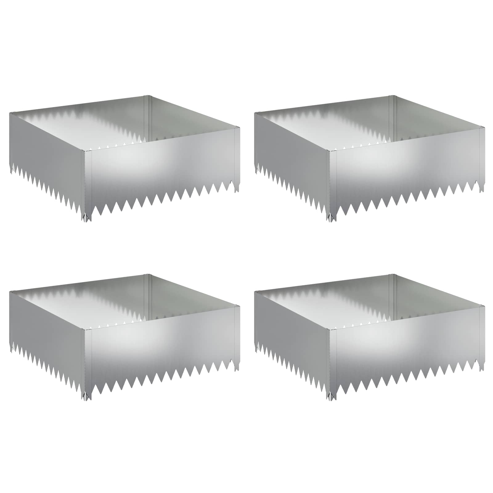 Vidaxl Lawn Edging 4 Pcs 100 X 100 X 35 Cm Steel Silver