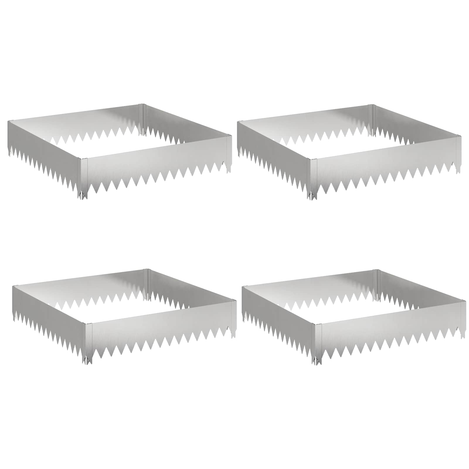 Raseneinfassung 4 Stk. 100 X 100 X 20 Cm Stahl Silber Vidaxl