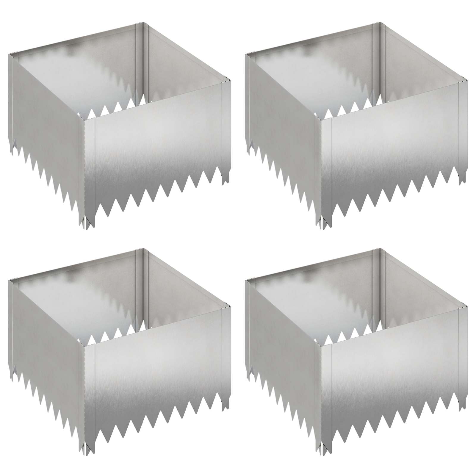 Raseneinfassung 4 Stk. 60 X 60 X 35 Cm Stahl Silber Vidaxl