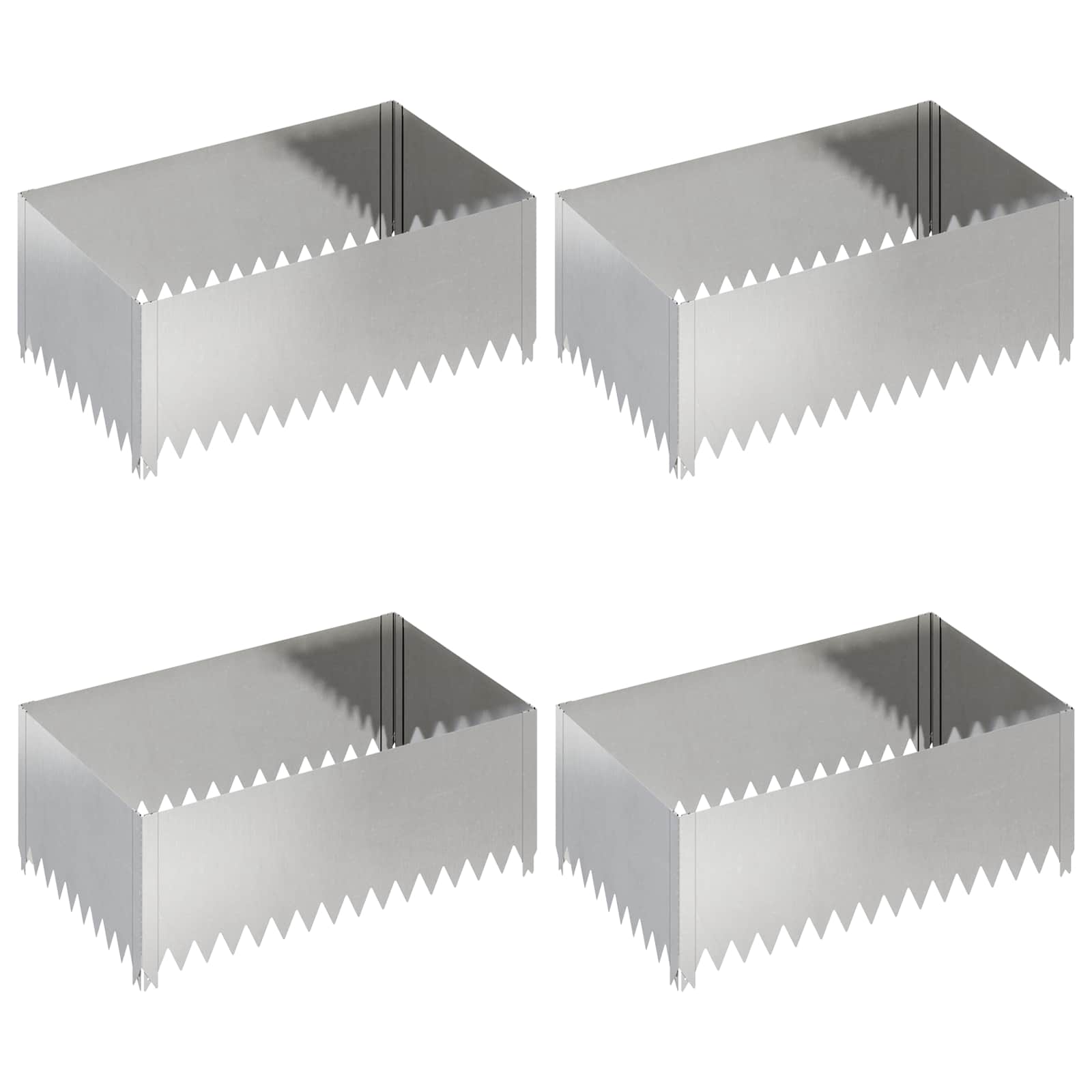 Raseneinfassung 4 Stk. 100 X 60 X 35 Cm Stahl Silber Vidaxl