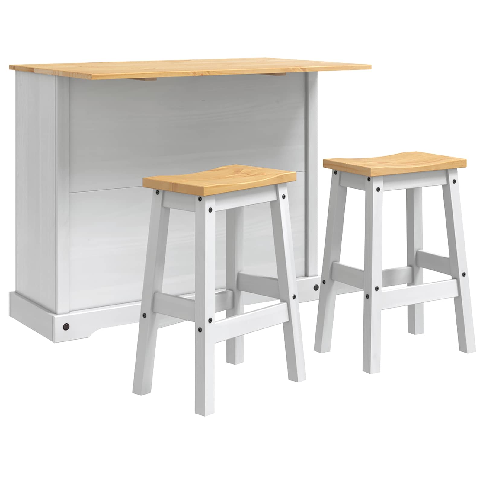 Kücheninsel Set 3 Stk. Weiß Und Honigwachs 112 X 70 X 91,5 Cm Vidaxl