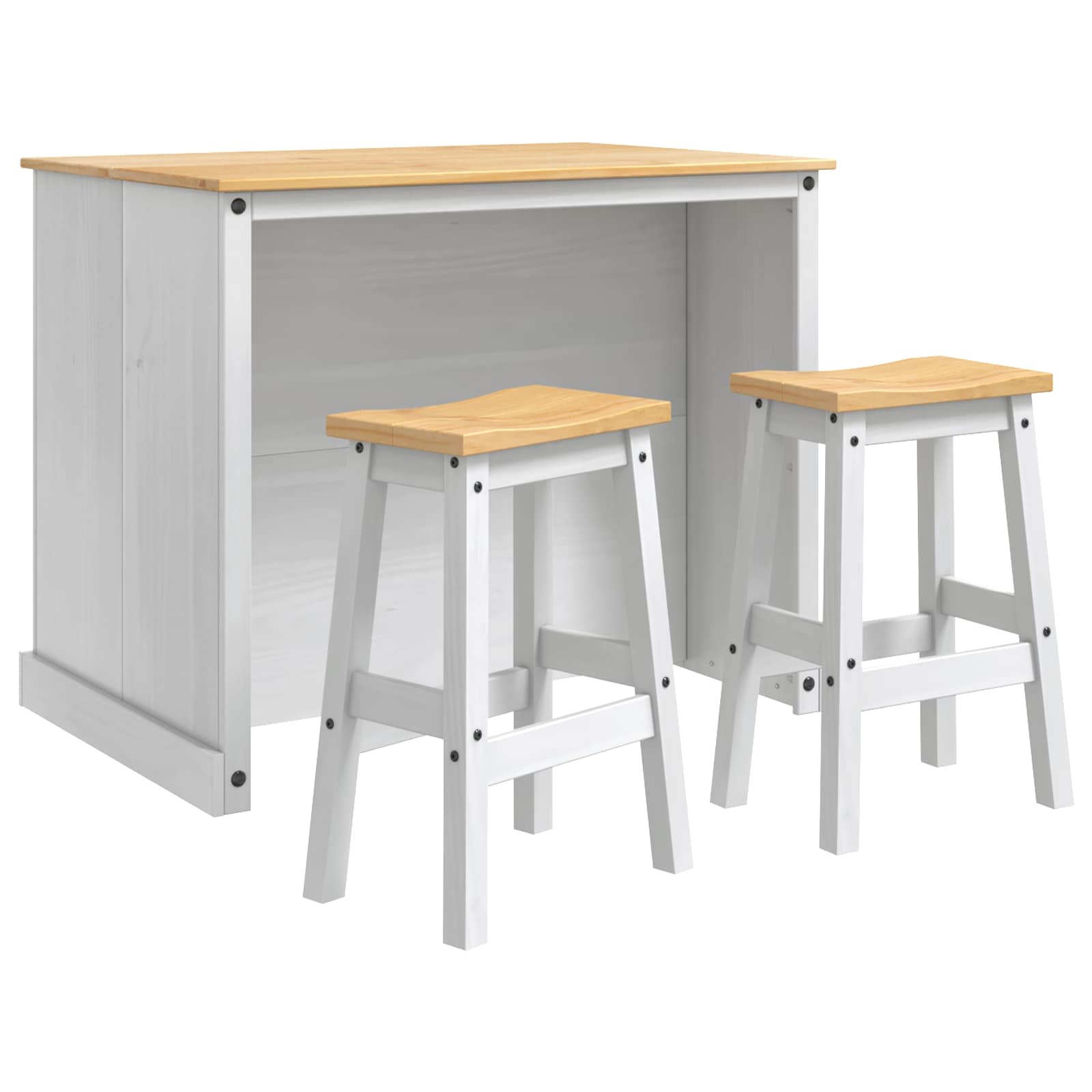Kücheninsel Set 3 Stk. Weiß Und Honigwachs 112 X 77 X 91,5 Cm Vidaxl