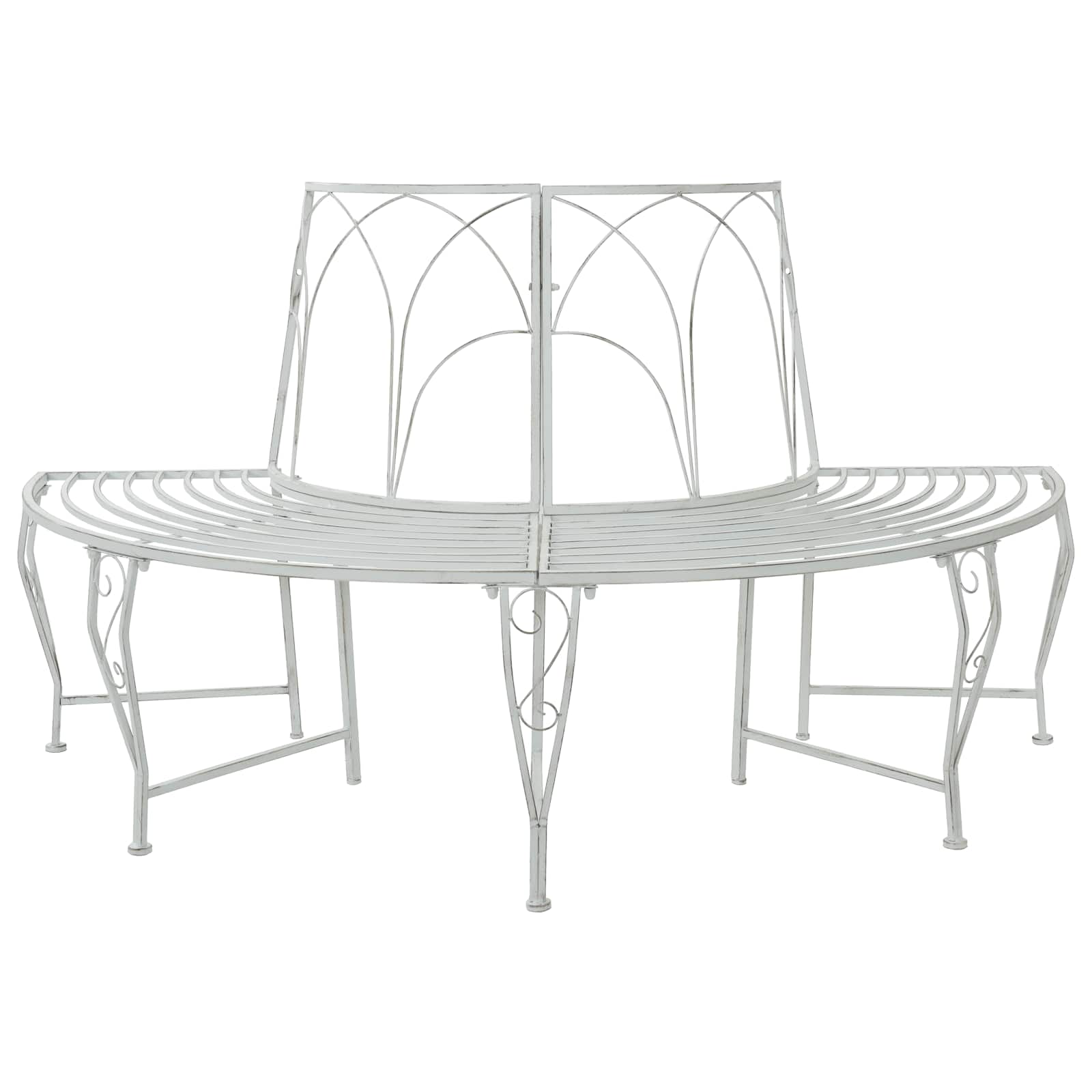 Vidaxl Tree Bench 4-seater 160 X 80 X 89 Cm Steel Antique White