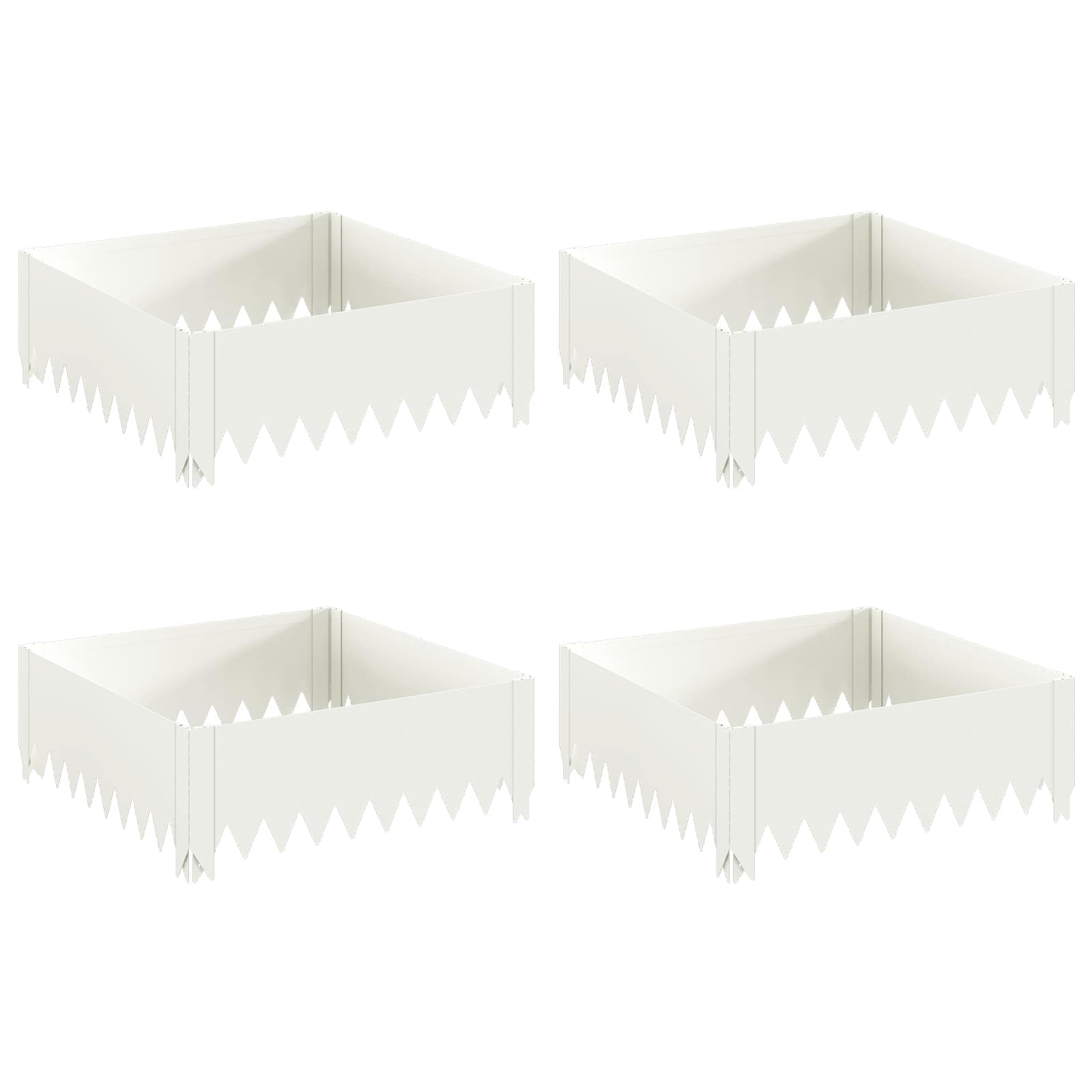 Vidaxl Lawn Edging 4 Pcs 60 X 60 X 20 Cm Steel White