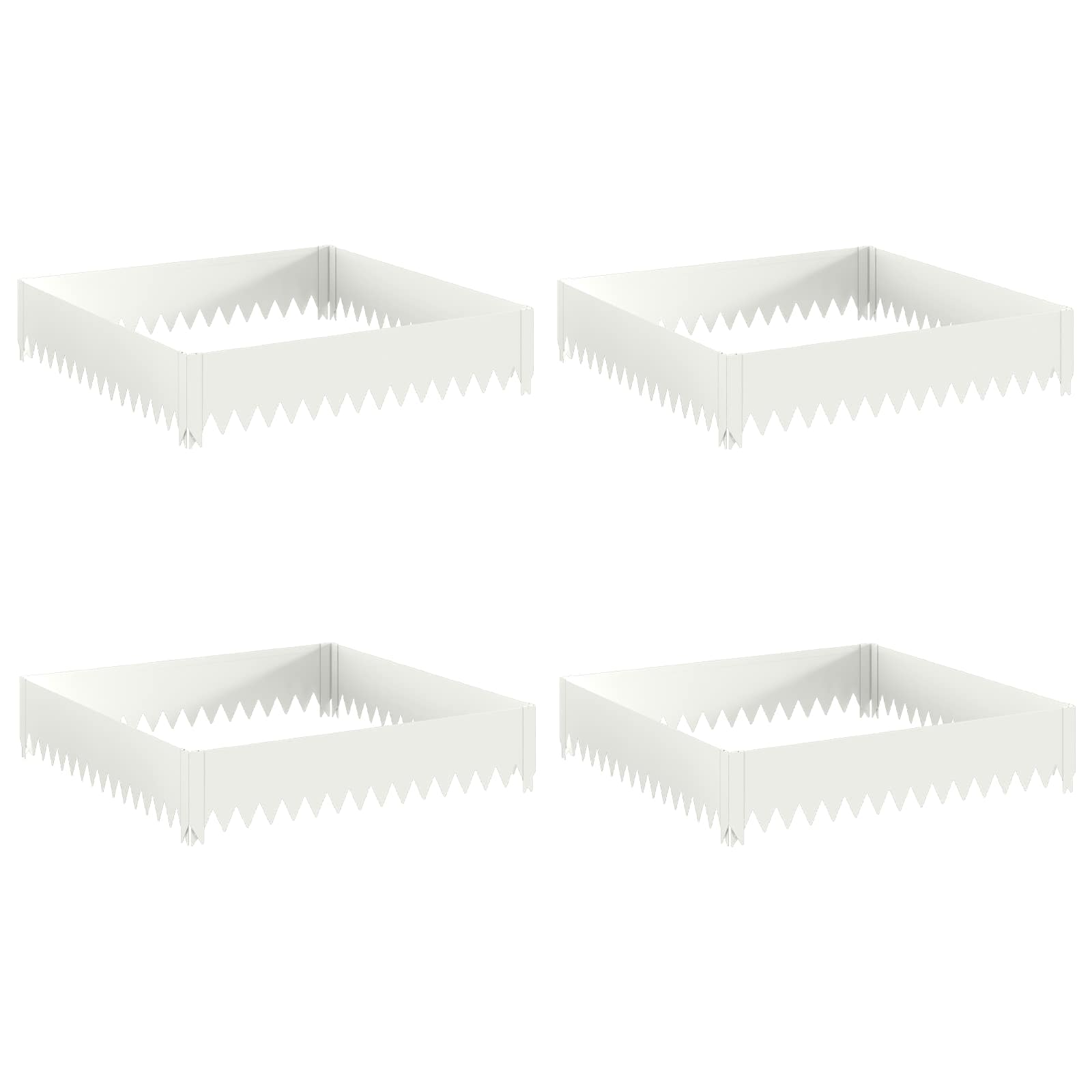 Vidaxl Lawn Edging 4 Pcs 100 X 100 X 20 Cm Steel White