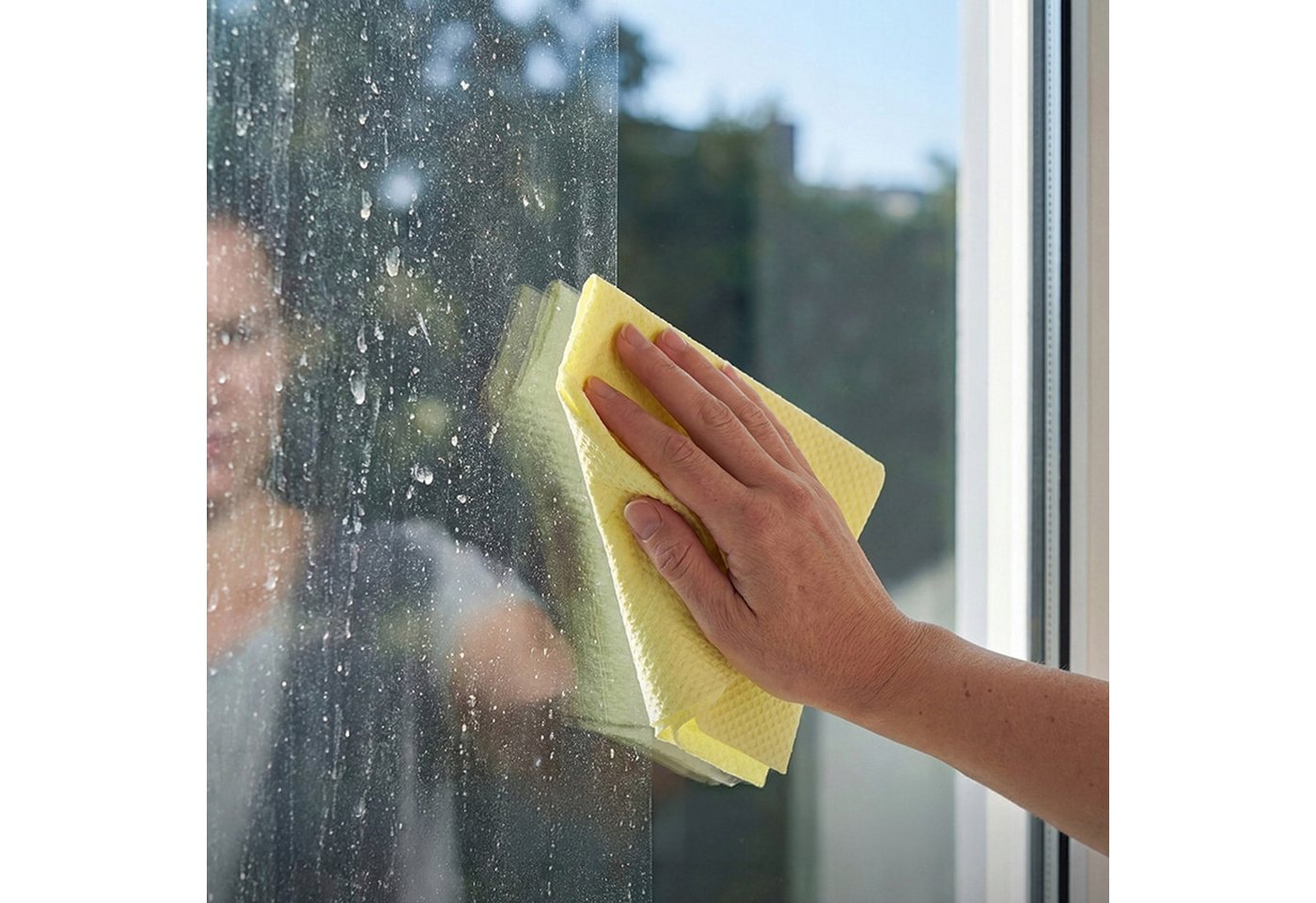 Vileda Actifibre Pro Tuch Für Fenster, Spiegel, Glas, Gelb, 1 Stück. Bild 3