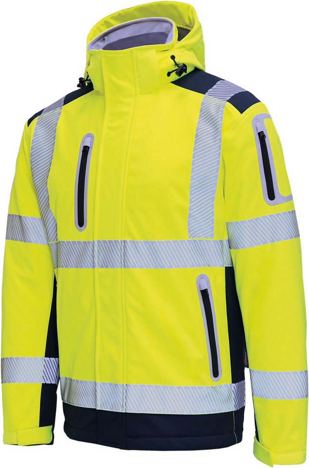 Vizwell Warnschutz-wintersoftshelljacke 3 In 1 Vw177d Gr. M Leuchtgelb/marine