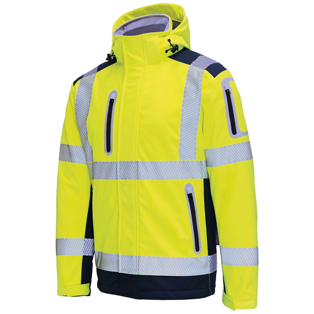 Vizwell Warnschutz-wintersoftshelljacke 3 In 1 Vw177d Gr. S Leuchtgelb/marine