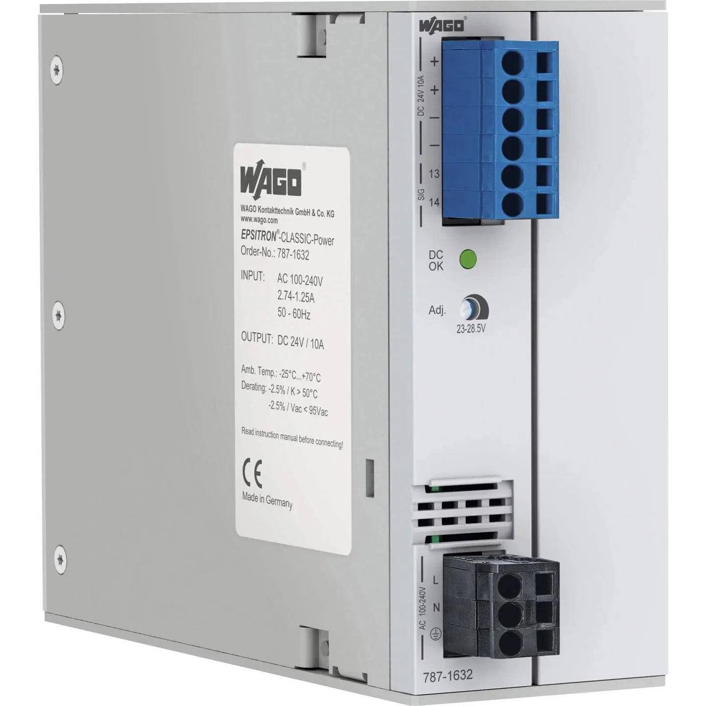 [neuwertig] B-ware Wago Stromversorgungen Epsitron Hutschienen Netzteil Stromversorgung Dc 24 V 10 A