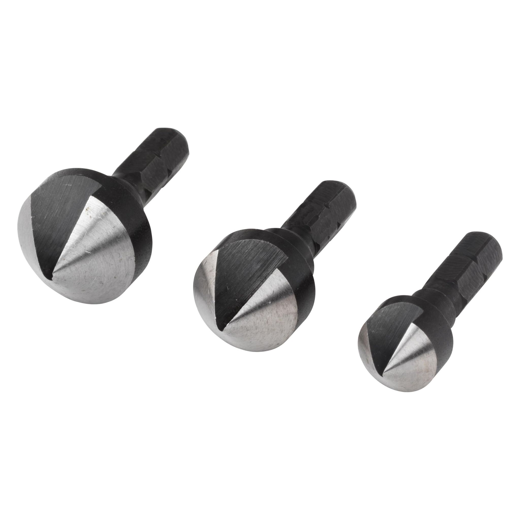 Senker, 1 Schneide, Ø 12, 16, 19 Mm, Stahl, 6-seitiger Schaft, 45°-winkel, Silberfarben, 3 Stück