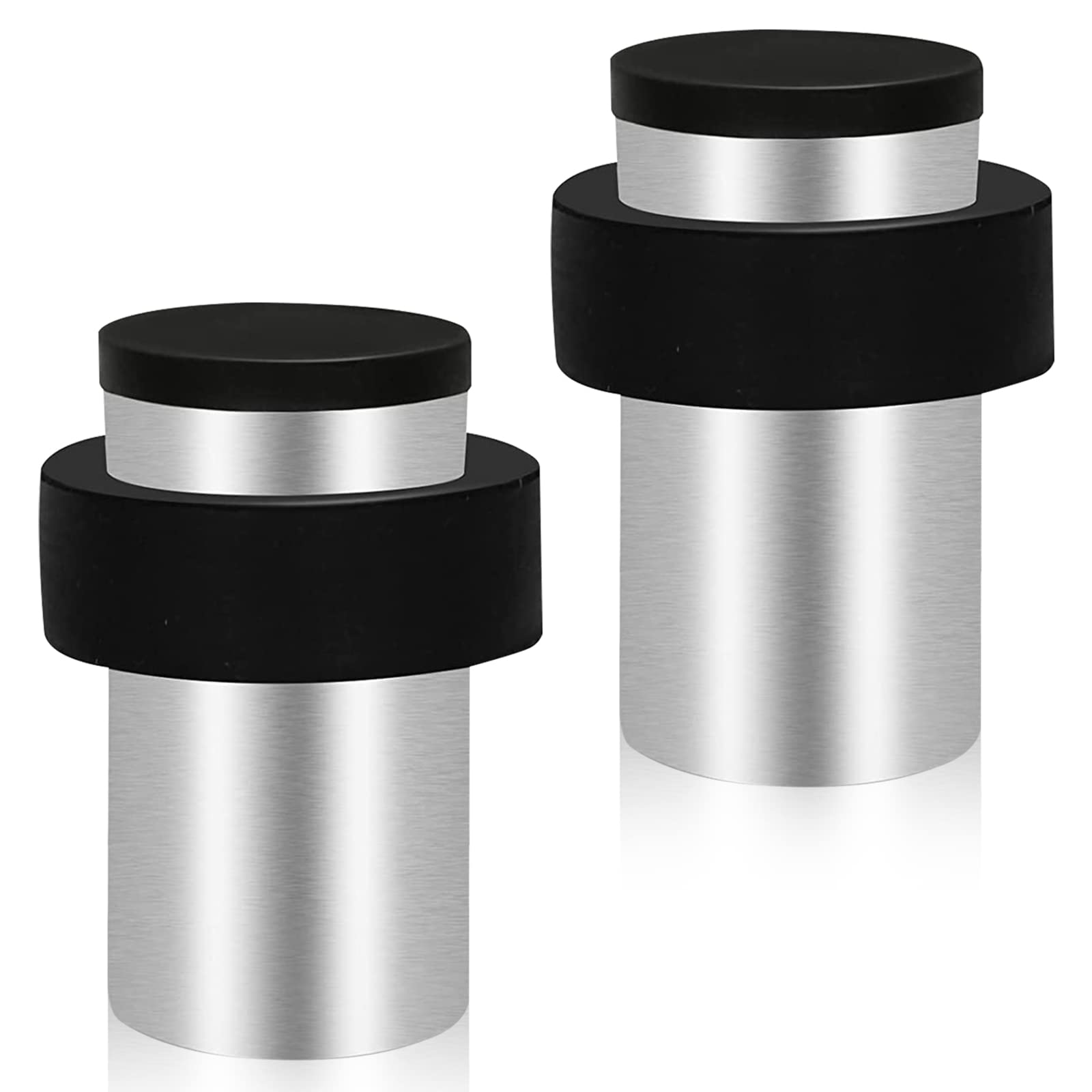 Wandmontierter Türstopper Mit Gummidämpfer – Moderner Zylindrischer Türstopper Aus Massivem Edelstahl Für Fußleisten – Silberchrom-finish