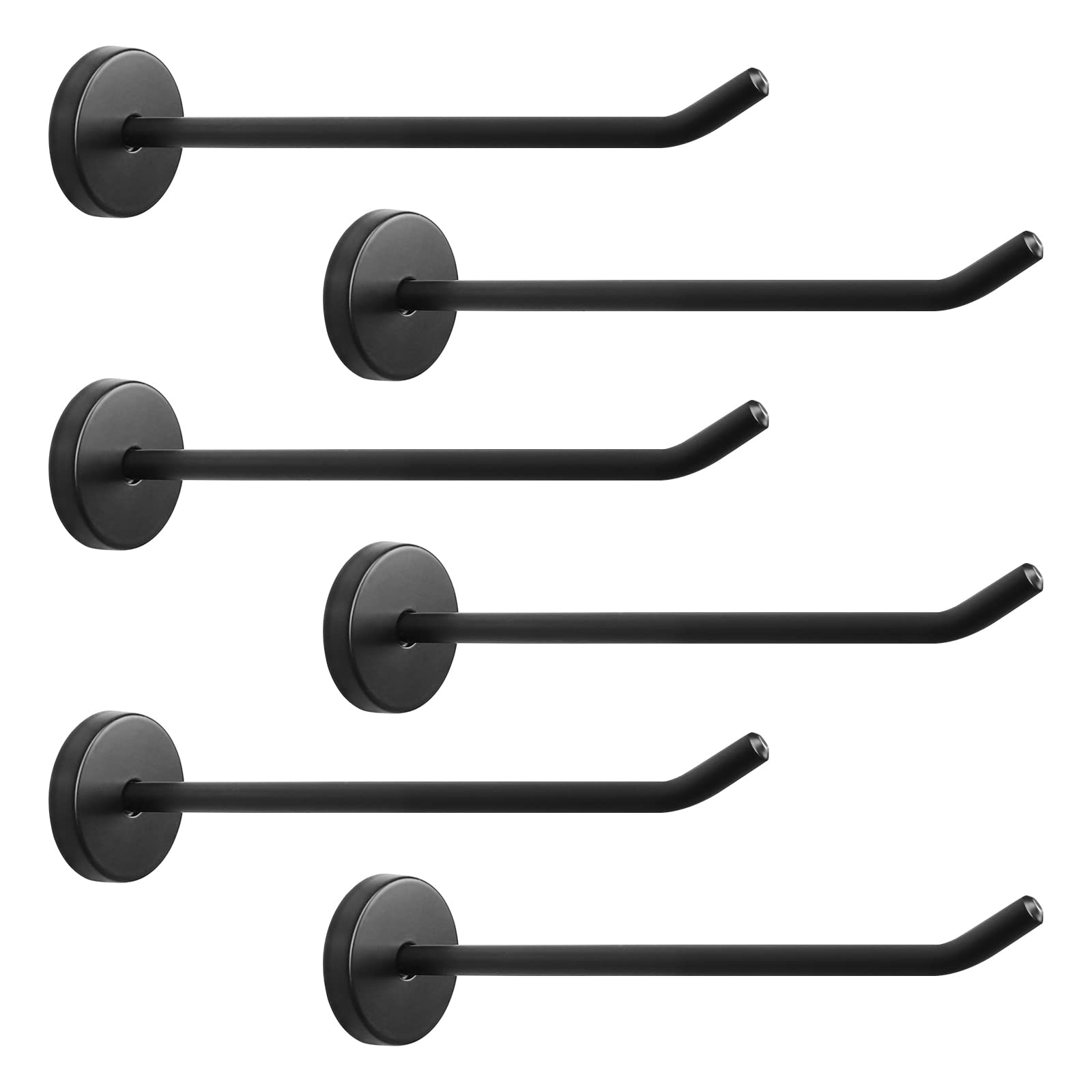 Set Mit 6 Schwarzen Wandhaken – Kleiderhaken, Handtuchhaken, Huthaken Und Bademantelhaken – Hergestellt Aus Extrem Robustem Edelstahl 304 – Garagenhaken