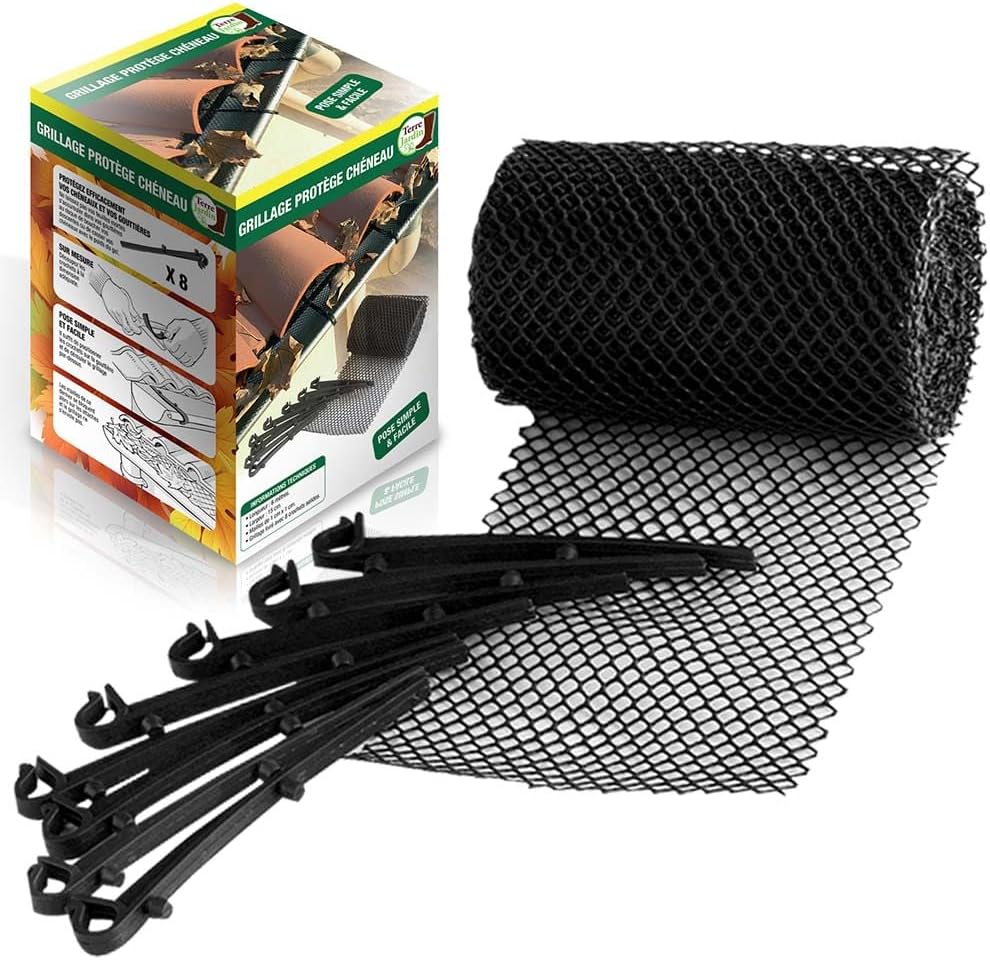 Dachrinnen- Und Dachrinnenschutzgitter 6 M X 16 Cm, Maschenweite 1 X 1 Cm – Dachrinnenschutz, 8 Haken Im Lieferumfang Enthalten