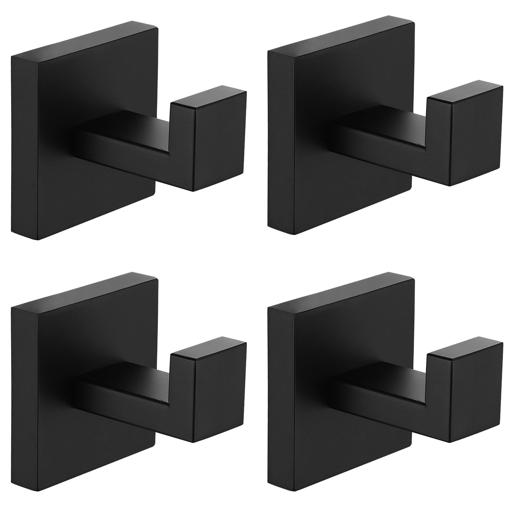Handtuchhaken Aus Edelstahl – Wandmontage, Quadratisch, Rostfrei – Für Bad, Wc Und Küche – Stabiler Haken Für Kleidung Und Mäntel – 4er-set – Mattschwarz