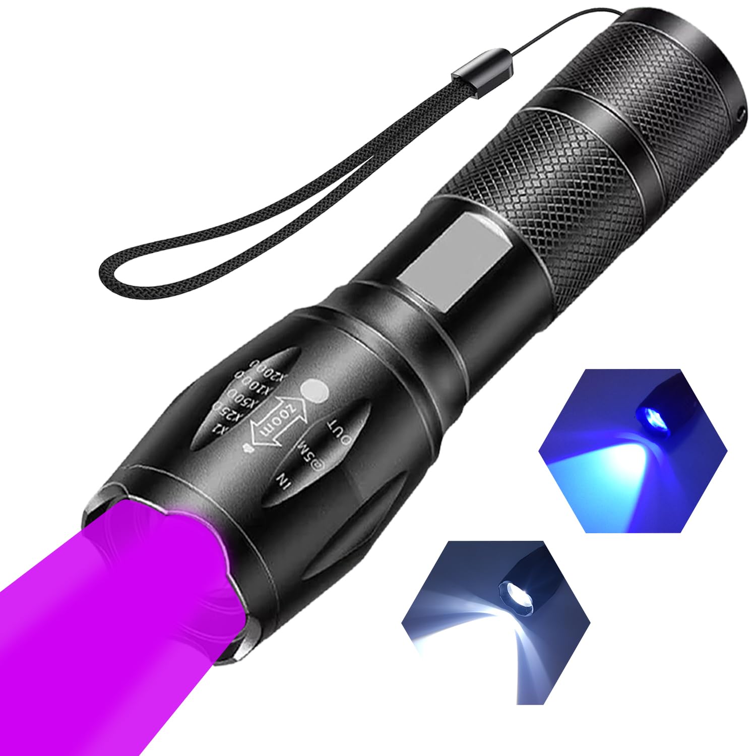 Tragbare Uv-taschenlampe, Led-taschenlampe Mit Weißem Und Uv-licht, Hunde-/katzenurin-detektor, Trockene Flecken, Skorpione, Bettwanzen, Für Den Außenbereich