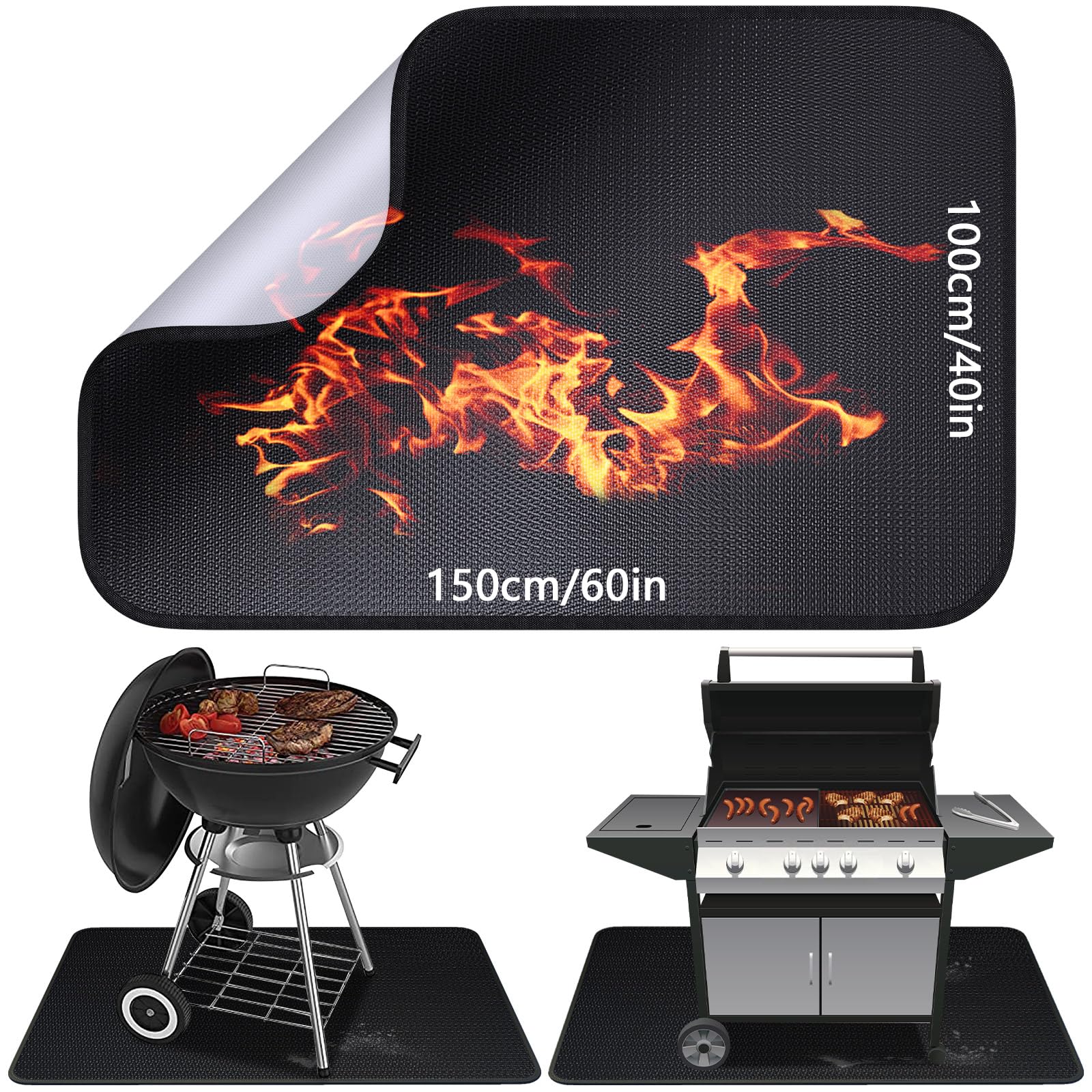 Feuerfeste Matte Faltbare, Hitzebeständige Matte 100 X 150 Cm Bodenschutzmatte Grillmatte Funkenfänger Für Grills, Öfen, Böden Und Rasenflächen