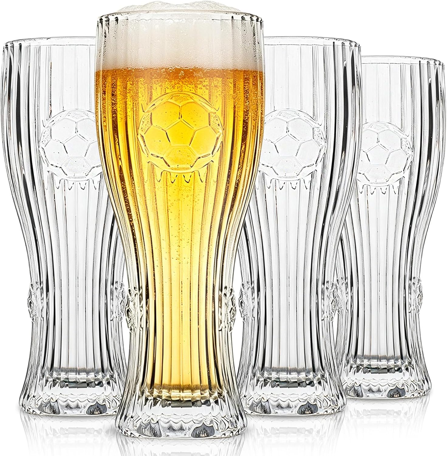 Set Mit 4 Pilsner-biergläsern (44 Cl) – Klassische Stielgläser, Geschirr Im Fußball-design