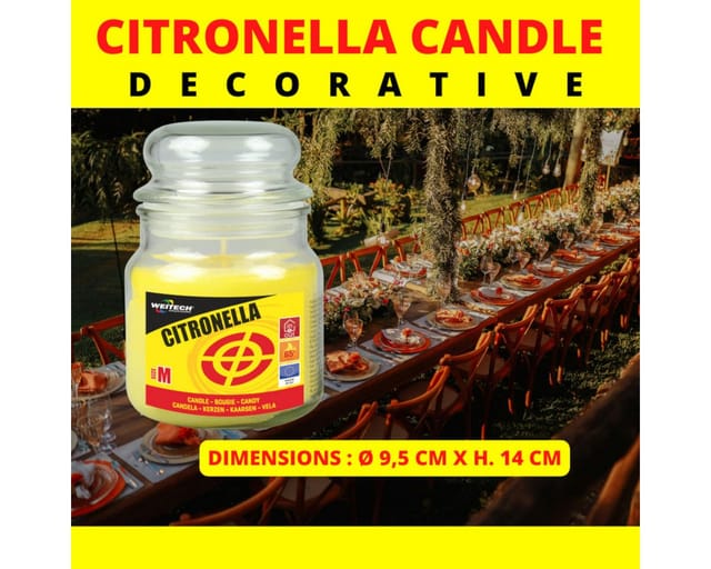 Weitech Zitronella Kerze, 340 G Für 65 Stunden - Zur Abwehr Von Mücken