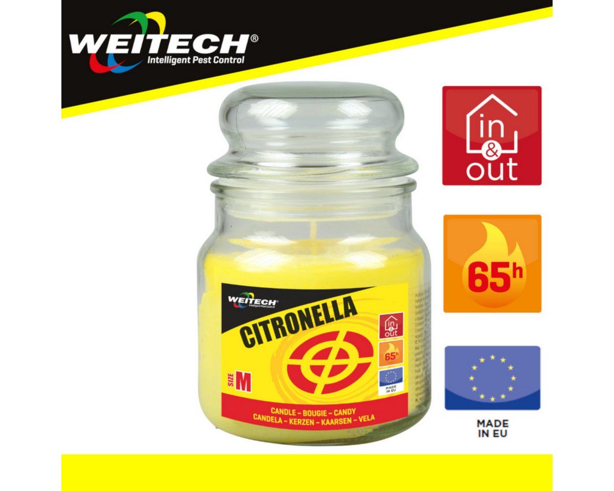 Weitech Zitronella Kerze, 340 G Für 65 Stunden - Zur Abwehr Von Mücken Bild 3