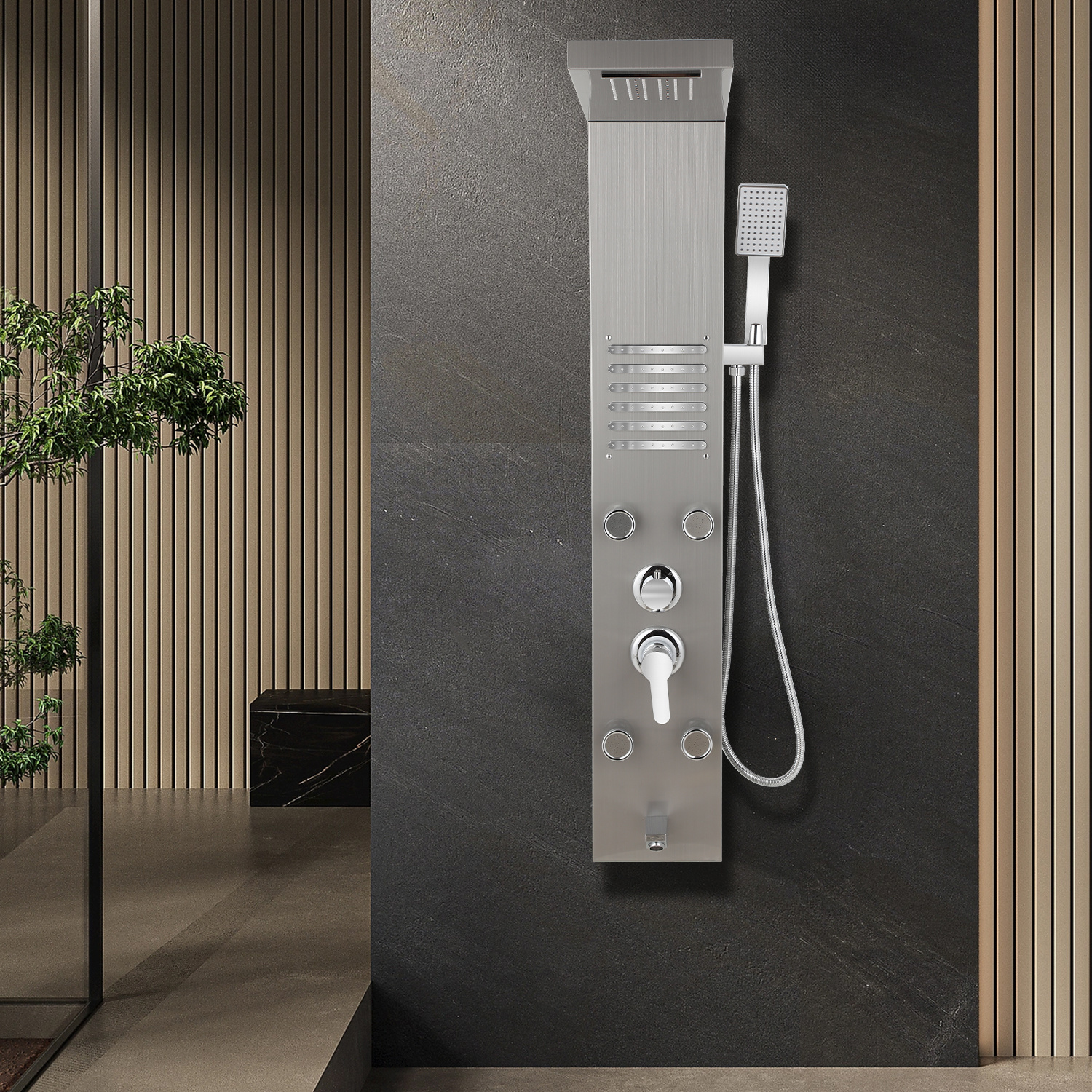 Wolketon Duschpaneel Für Badezimmer, Regendusche Mit 5 Massagedüsen, Silber