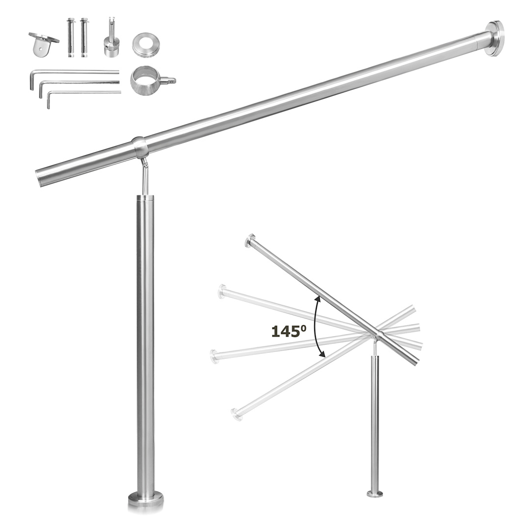 Wolketon Edelstahl Eingangsgeländer 80 X 90 Cm, Treppengeländer Silber, Handlauf Für Innen Und Außen