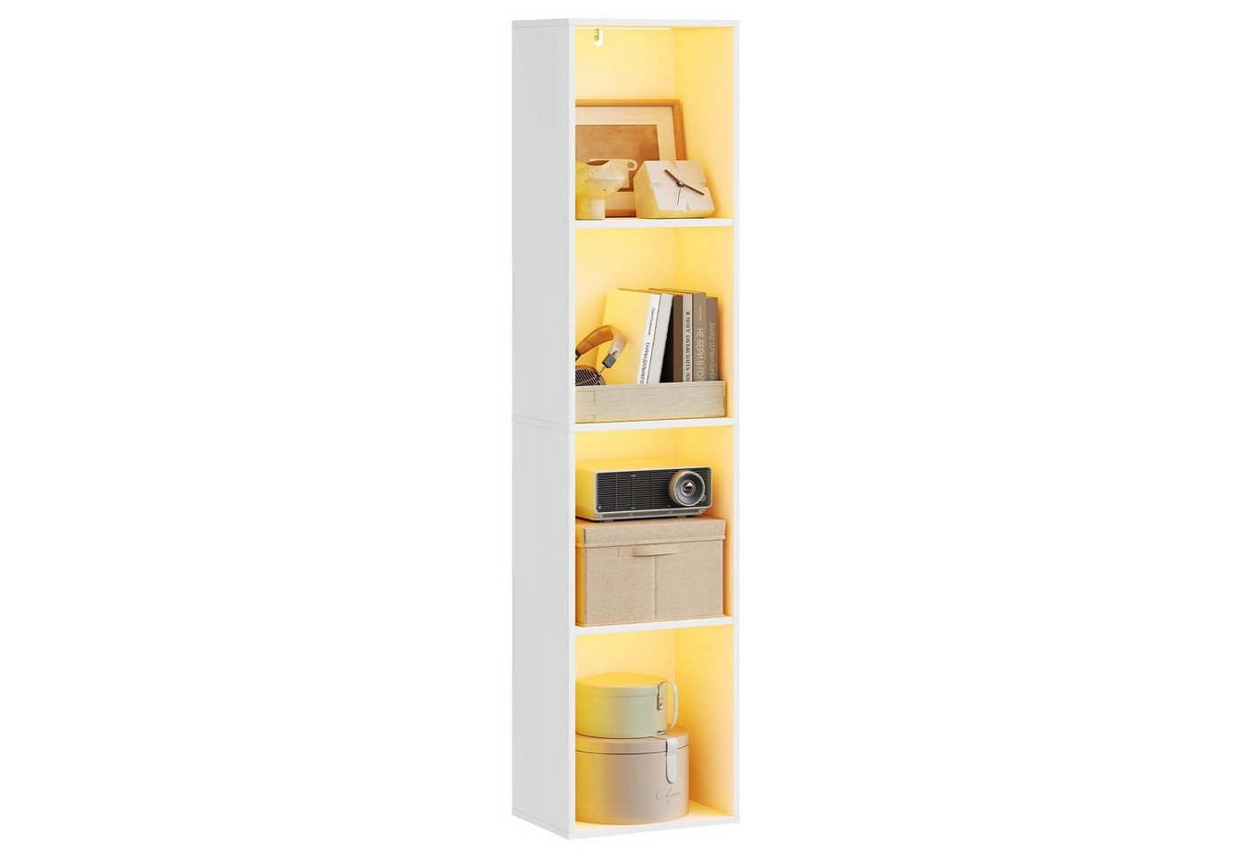 Woltu 4 Ebenen Bücherregal Mit Beleuchtung Bücherschrank Standregal Mit Kippschutz Für Wohnzimmer Schlafzimmer Arbeitszimmer 40x170x29 Cm Weiß Bild 2