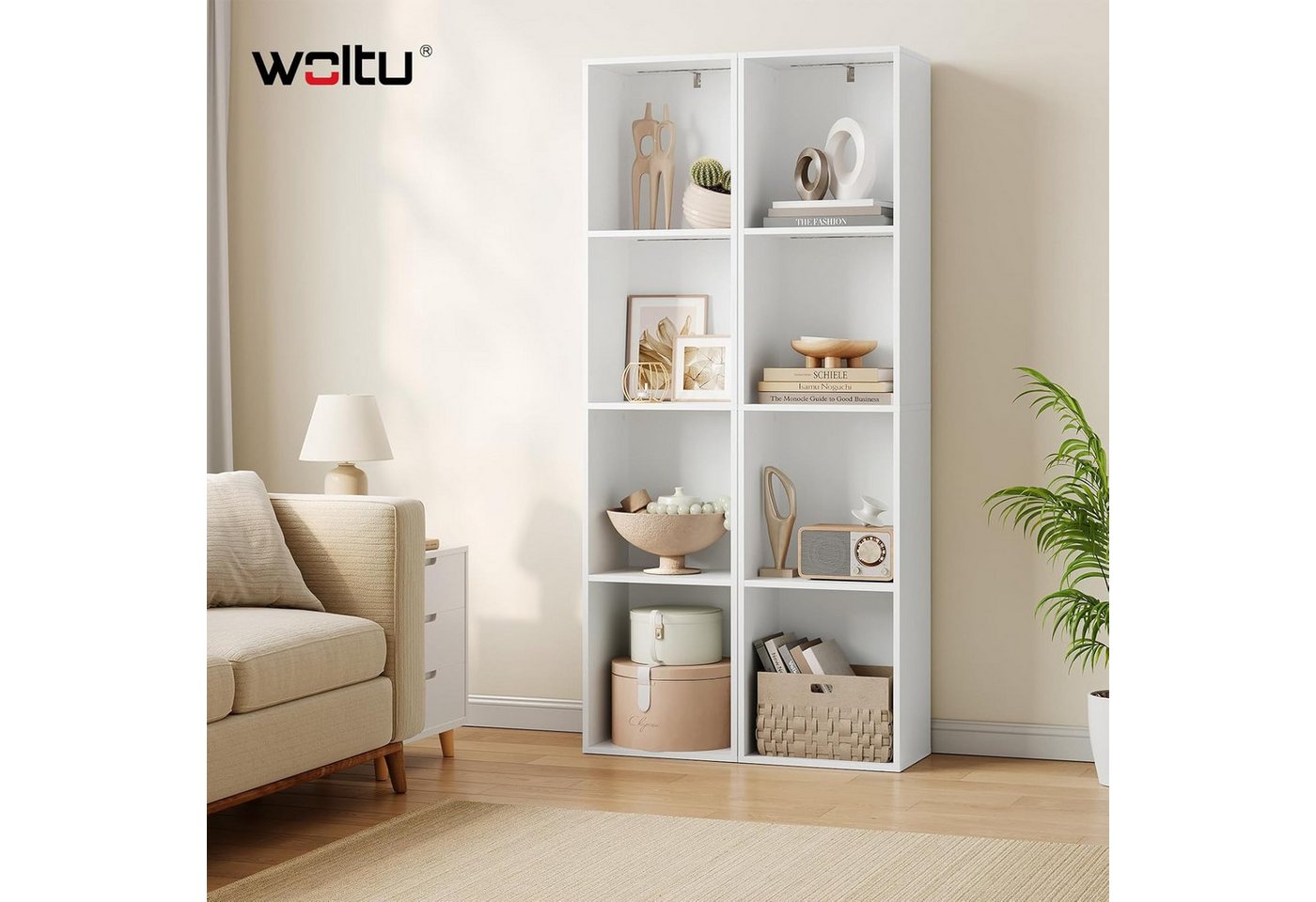 Woltu 4 Ebenen Bücherregal Mit Beleuchtung Bücherschrank Standregal Mit Kippschutz Für Wohnzimmer Schlafzimmer Arbeitszimmer 40x170x29 Cm Weiß Bild 4