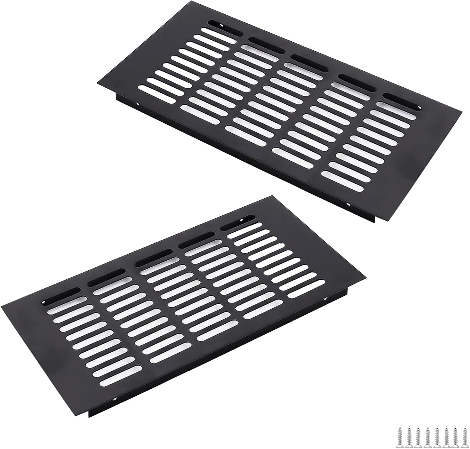 Set Mit 2 Rechteckigen Aluminium-lüftungsgittern – 300 X 150 Mm – Schwarz – Für Kleiderschränke, Schlafzimmer Und Türen