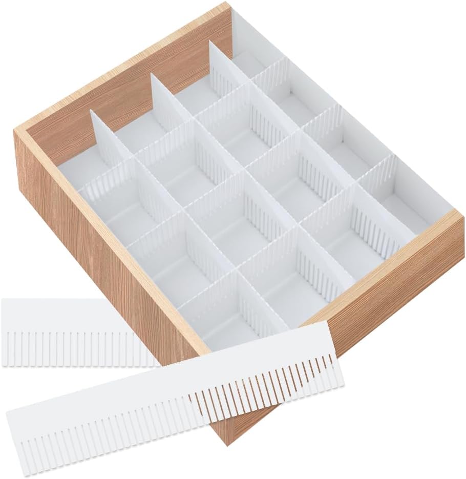 Weißer Küchenschubladen-organizer Für Kleidung - 10-teiliges Set Schubladeneinsätze, Herausnehmbar Und Verstellbar (38 X 7 Cm)