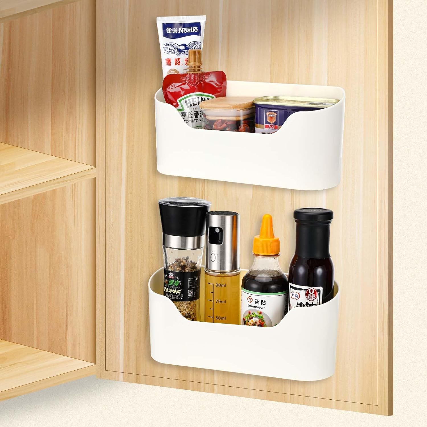 2-teilige Aufbewahrungsbox Für Küchenschranktüren, Selbstklebende Wandbox, Für Kleiderschrank, Badezimmer, Kühlschrank, Organizer Für Kleinteile