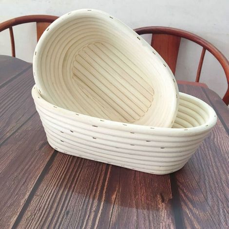 Brotgärkorb-set, Bestehend Aus 23 Cm Großen Ovalen Rattan-gärkörben Mit Teigschaber, Stoffauskleidung Und Bürste, Ideal Für Die Brotherstellung Mit Der Familie.