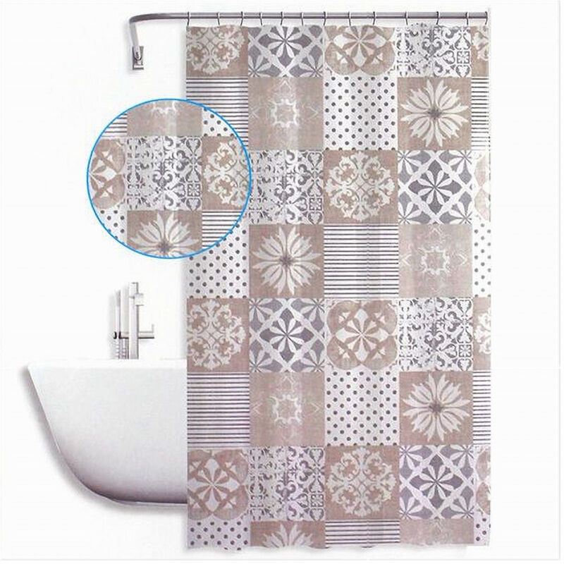 Wasserdichter, Schimmelresistenter Duschvorhang, 180 X 180 Cm, Beige Majolika-badezimmerringe, 59529