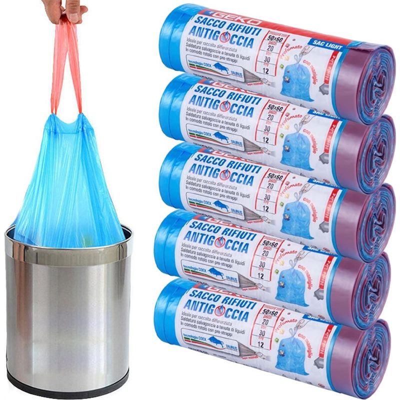 5 Rollen Duftende Müllbeutel, 30 L, 50 X 60 Cm, Mit Blauen Griffen, 100 Stück