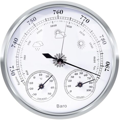 Analoge Wetterstation – Analoge Wetterstation Zum Bewässern Und Trocknen – Ideal Für Barometer, Thermometer Und Hygrometer (silber, 128 Mm)