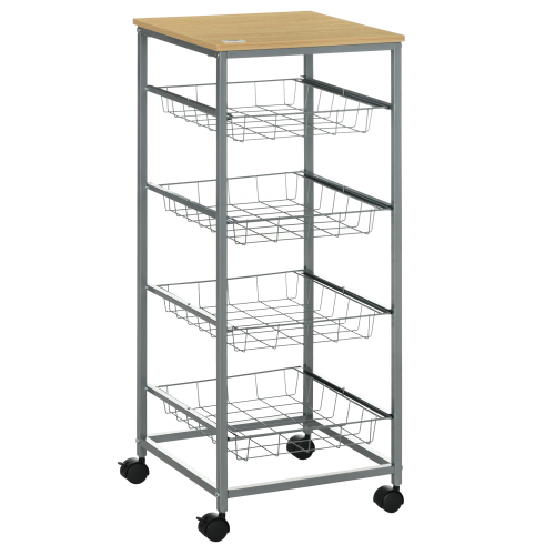 Servierwagen Küchenwagen Mit Metallkörben 36,5 X 36,5 X 89 Cm Küchentrolley Beistellwagen Silber Für Küche & Esszimmer on-site