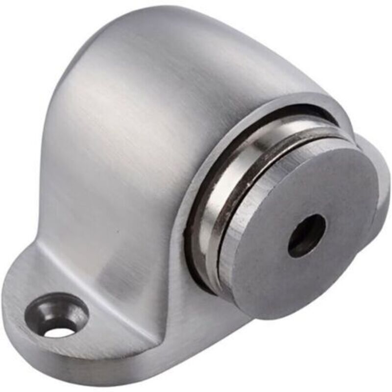 Magnetischer Türstopper, Zur Bodenmontage, Gebürstetes Metall, Silber