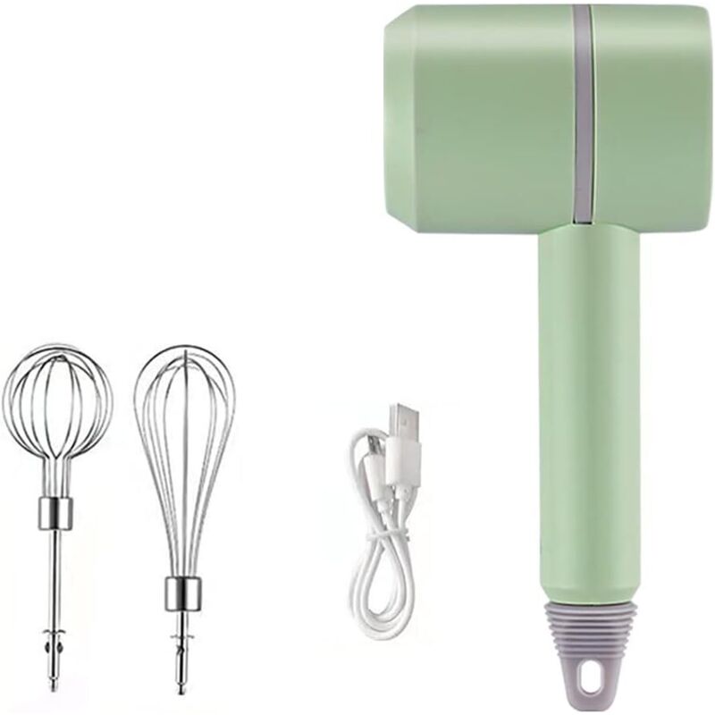 Elektrischer Eierquirl, Wiederaufladbarer Taschenmixer, Milchaufschäumer, Sahnebereiter, Kuchenmixer (farbe: Grün)