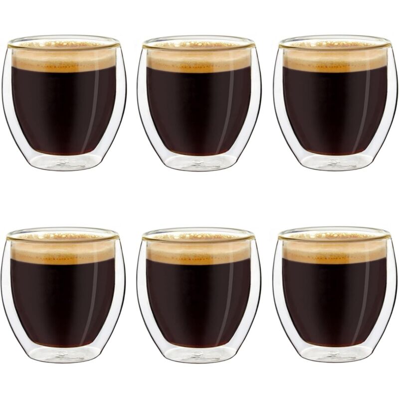 Doppelwandige Espressogläser, 6er-set, 100 Ml, Mokkatassen, Thermogläser Mit Schwebeeffekt