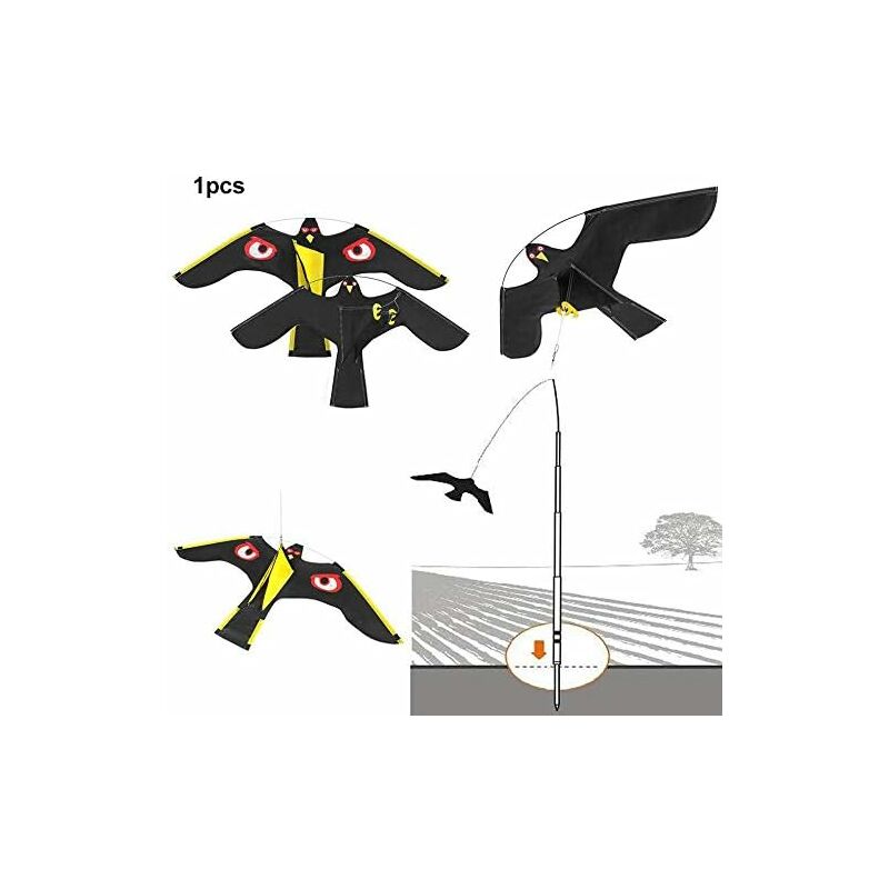 1,4 M Großer Vogelabwehrdrachen – Schwarzes, Dreidimensionales Design – Strapazierfähiges Fasermaterial Für Den Gartenschutz