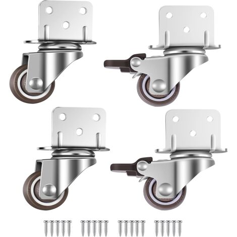 4er-pack Kleine Und Große Möbelrollen, 25 Mm Mit Bremse, L-förmige Montageplatte, Geeignet Für Möbel, Blumenständer, Kinderzimmer (25 Mm)