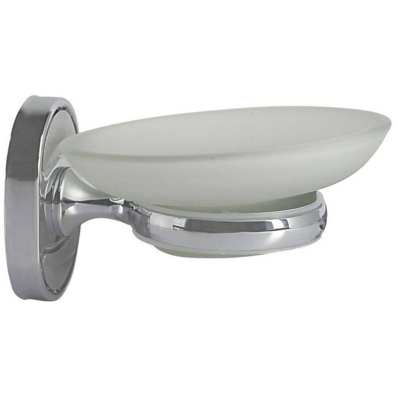 Ovale Seifenschale Zur Wandmontage Mit Untertasse Aus Milchglas 52009