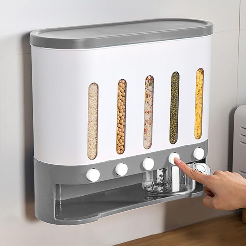 10-liter-müslispenderwandmontageluftdichter Behälter Für Reis, Hirse Und Hülsenfrüchteherausnehmbare Fächer