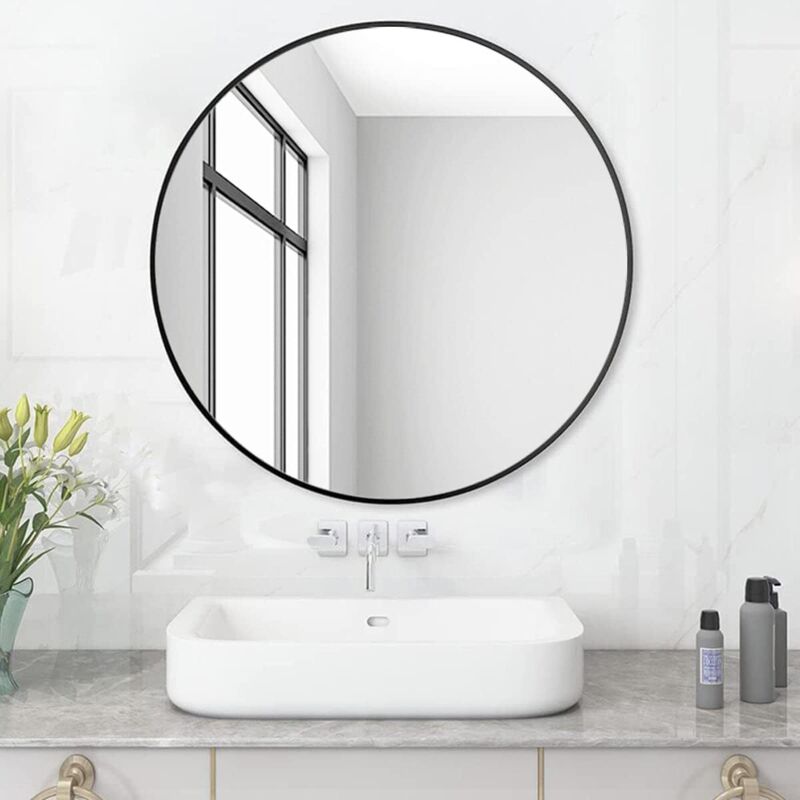 Runder Badezimmerspiegel (50 Cm Durchmesser)4 Mm Hd-glas, Bleifreieinfache Montage Mit Aufhängeschlaufefür Glatte Wände