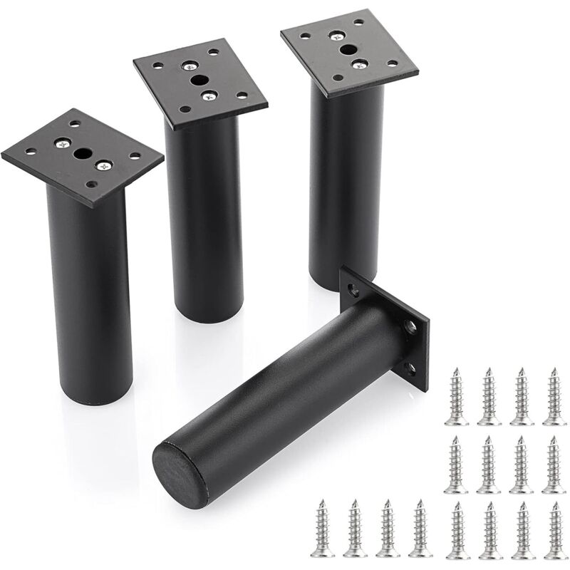 4 Stück Verstellbare Möbelfüße Aus Aluminiumlegierung Für Bettgestell, Kleiderschrank, Tisch (schwarz, Höhe 150 Mm)
