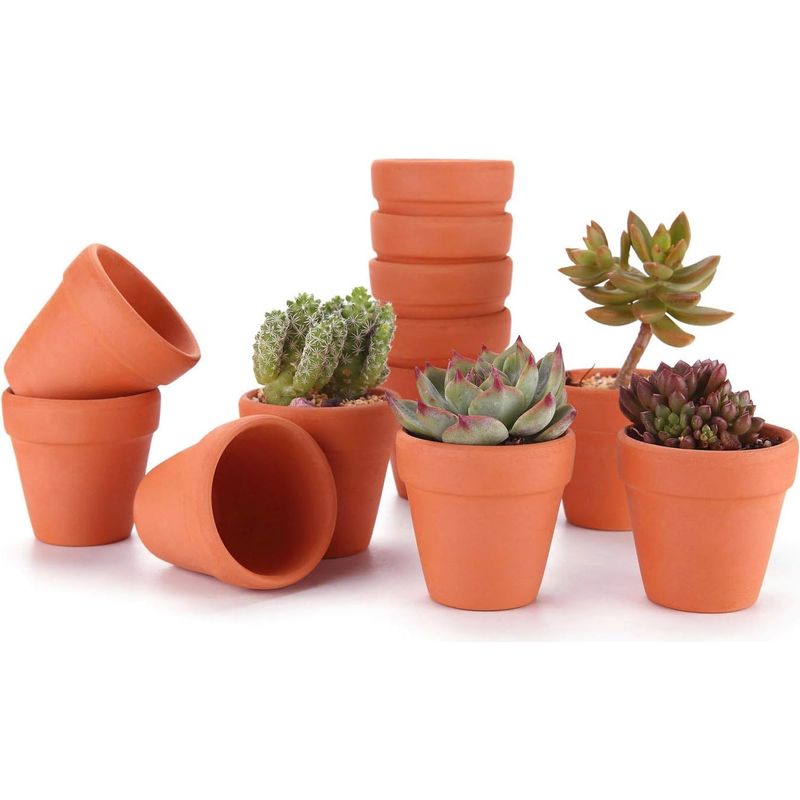 12 Mini-terrakotta-blumentöpfe (9 Cm) Für Sukkulenten Und Kakteen, Geeignet Für Drinnen Und Draußen. Ideal Für Kakteen, Sukkulenten, Blumendekoration, Gartenbau, Hochzeiten, Partys, Zuhause, Garten Un