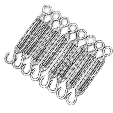 Set Mit 8 M6-haken Und Ösen, C Bis O, Kompatibel Mit Schlaufenspannschlössern, Edelstahl 304, Drahtseil-befestigungsset, Hochbelastbar, Für Sonnenschutzvorrichtungen