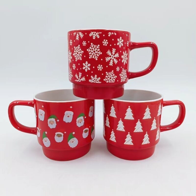 Neuer Stapelbarer Keramik-weihnachtsbecher 99 Cm 360 Ml, Milchbecher, Frühstücksbecher, Kaffeebecher, Weihnachtsgeschenkbecher, Weihnachtsmann.