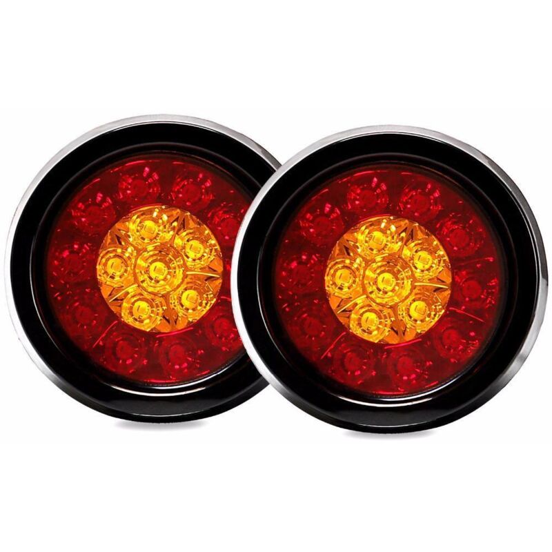 2 Stück – 16-led-zweifarben-rücklicht Mit Gummiring, Rundes Rotes Und Gelbes Lkw-rücklicht, Passend Für Kamon Mk-272